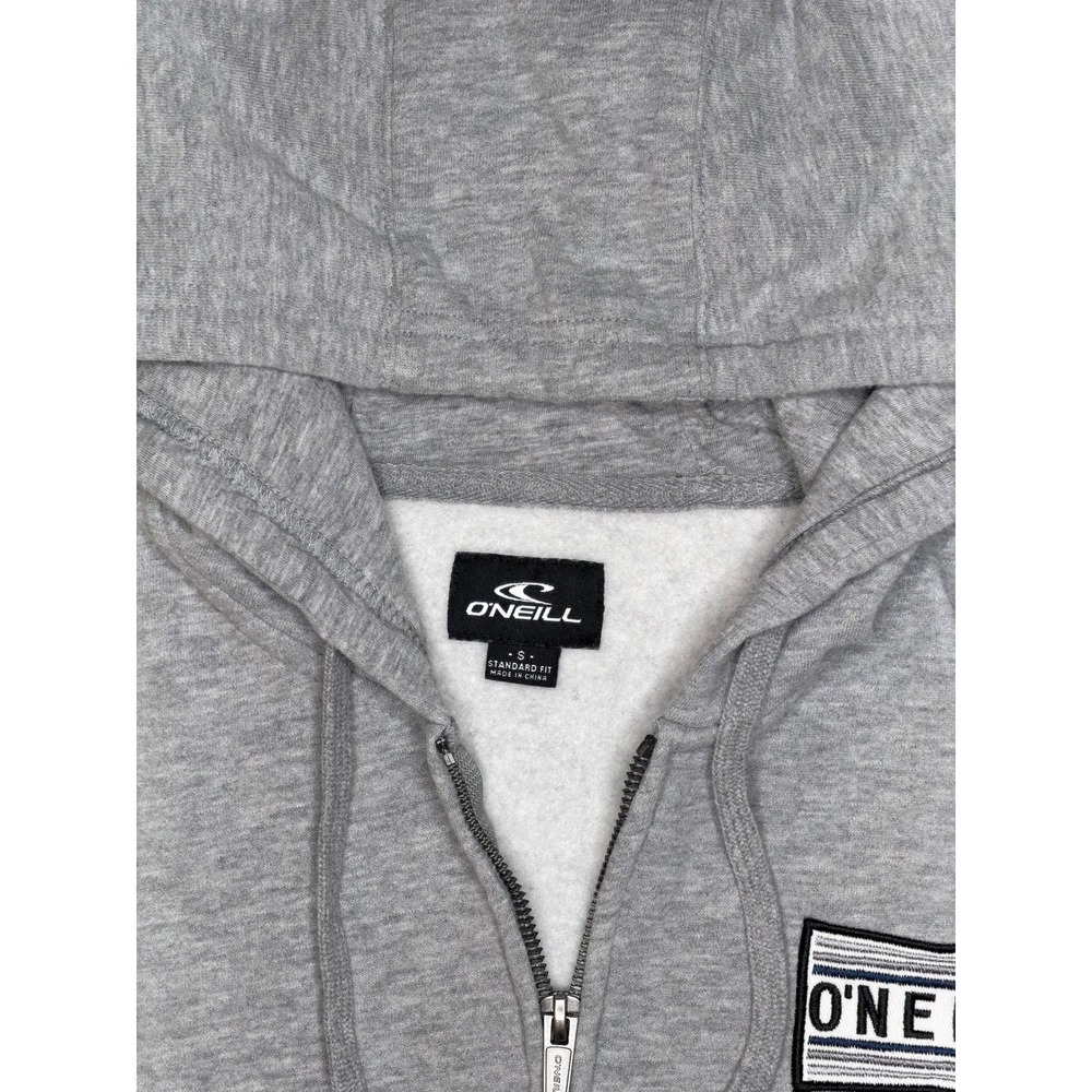 O'Neill Mens Full Zip Hoodie Grey Navy Logo Fleece Sweatshirt S - Picture 2 of 5
